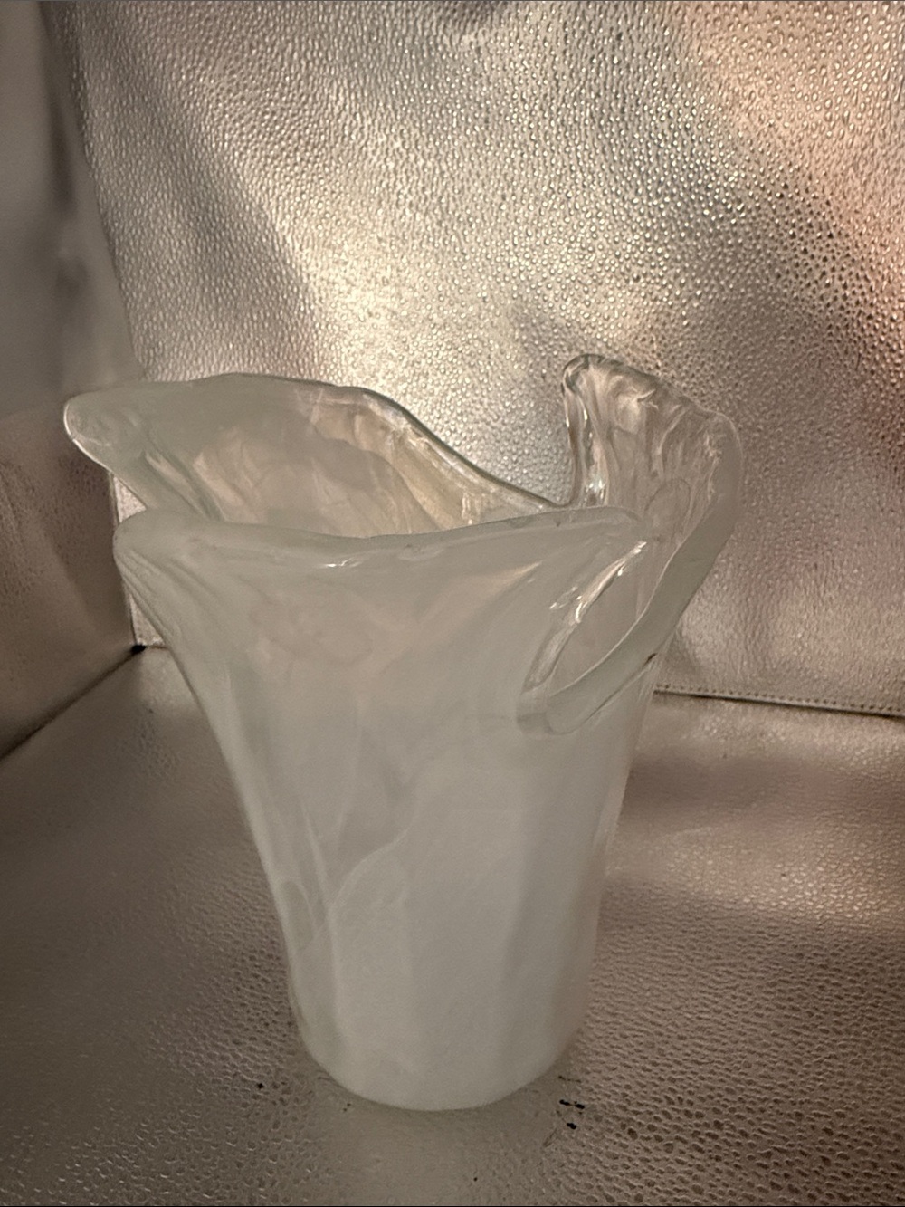 Vietri Onada “Arte Murano” white on white glass swirl vase